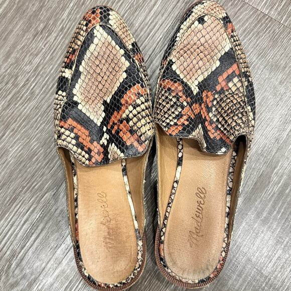 Madewell Frances Loafer Mule Snake Embossed Leather Preppy Office Career Casual - Picture 5 of 9